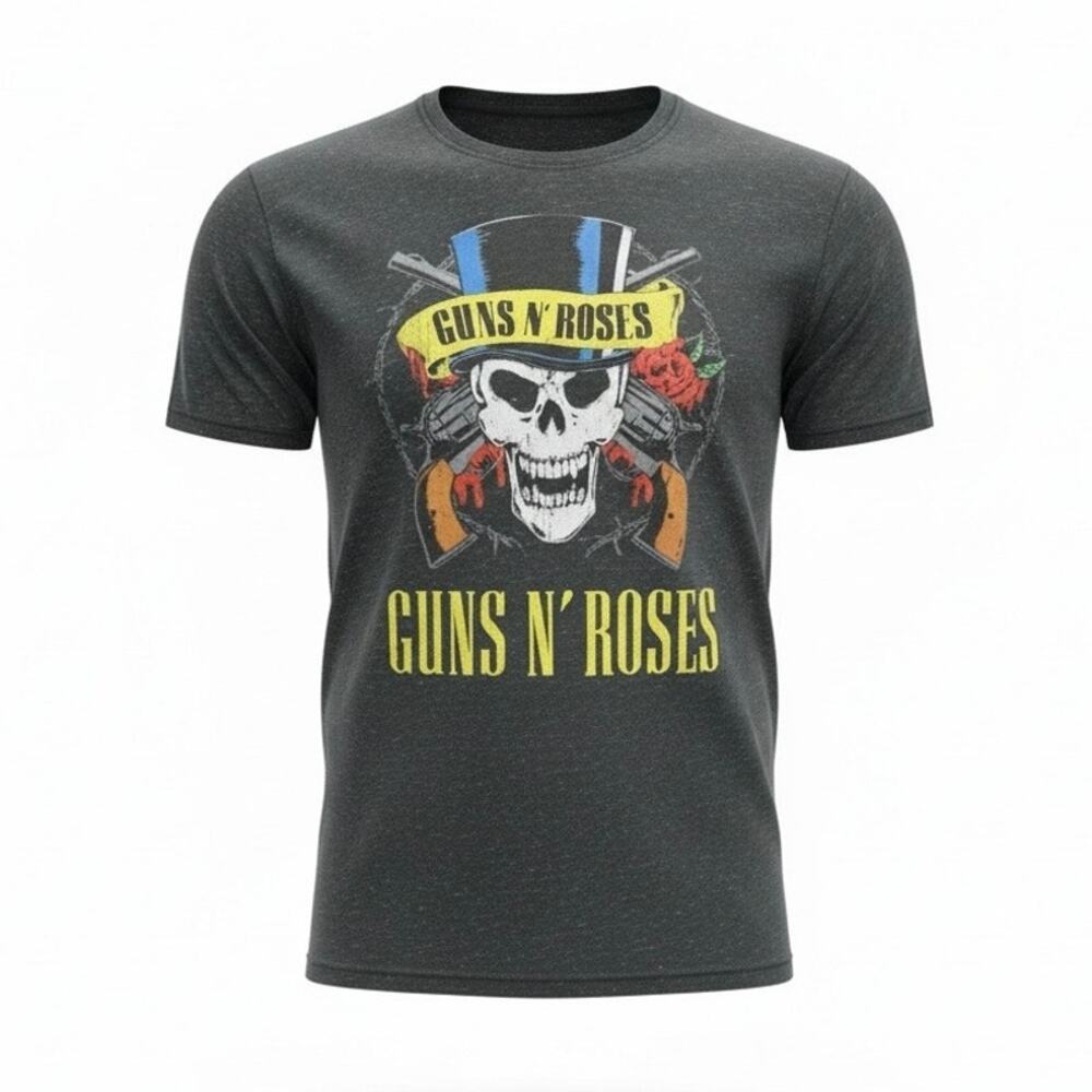 Guns N Roses Skull Graphic T-Shirt Gray Medium Band Tee